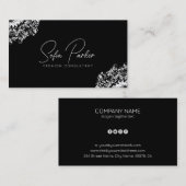 白いフローラが黒に渦巻く 名刺 (正面/裏面)
