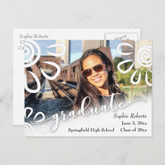 白いフローラと卒業写真 案内ポストカード (正面/裏面)