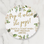 白いフローラと金ゴールドポップ・アートの彼女のポップ フェイバータグ (正面)