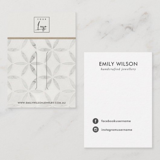 白いフローラのヘアクリップ表示カードのパステル 名刺 (正面/裏面)