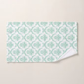 白いフローラのミントグリーン バスタオルセット (ハンドタオル)