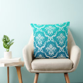 白いフローラの制色(ターコイズのグラデーション) クッション (椅子)