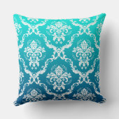 白いフローラの制色(ターコイズのグラデーション) クッション (裏面)