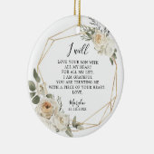 白いフローラの幾何学的な母の新郎ギフトCe セラミックオーナメント (右)