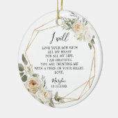 白いフローラの幾何学的な母の新郎ギフトCe セラミックオーナメント (左)