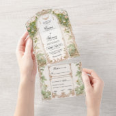 白いフローラの緑が一挙式に招待 オールインワン招待状 (貼ってはがせる)