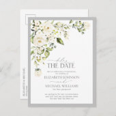 白いフローラの緑の日を遅結婚らせる 案内ポストカード (正面/裏面)