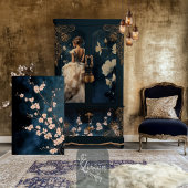 白いフローラの花枝海軍の背景 薄葉紙