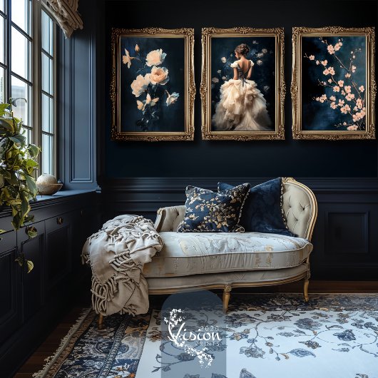 白いフローラの花枝海軍の背景 薄葉紙