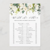 白いフローラは彼女はむしろブライダルシャワーゲーム エンクロージャーカード (正面)