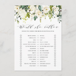 白いフローラは彼女はむしろブライダルシャワーゲーム エンクロージャーカード