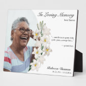 白いフローラを愛するメモリでカスタマイズ可能な写真 フォトプラーク (側面)