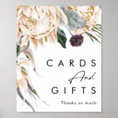 白いフローラカードとギフトサイン ポスター (正面)