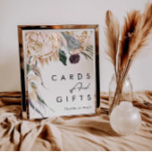 白いフローラカードとギフトサイン ポスター