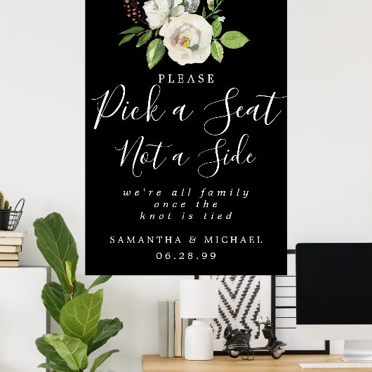 白いフローラサイドのサインではなくシート結婚を選ぶ ポスター (ホームオフィス)