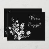 白いフローラデザインオンブラックポストカード 案内ポストカード (正面/裏面)