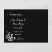 白いフローラデザインオンブラックポストカード 案内ポストカード (裏面)