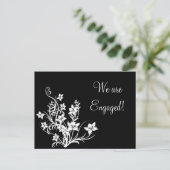 白いフローラデザインオンブラックポストカード 案内ポストカード (スタンド正面)