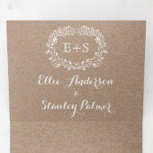 白いフローラフレームとイニシャル結婚の 三つ折り招待状 (内部最初)