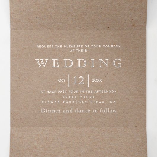 白いフローラフレームとイニシャル結婚の 三つ折り招待状 (内部中)