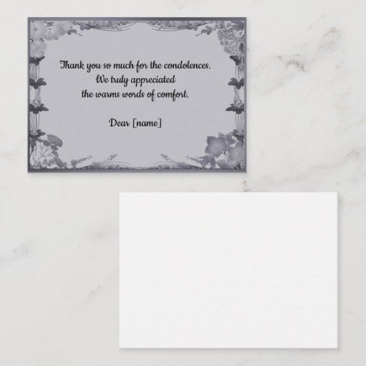 白いフローラフレーム葬儀後ありがとう ノートカード (正面/裏面)