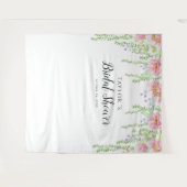 白いフローラブライダルシャワー背景 タペストリー (正面(横))