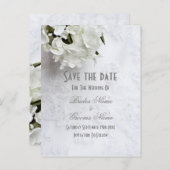 白いフローラブーケ結婚式の日付を保存 案内ポストカード (正面/裏面)