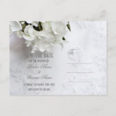 白いフローラブーケ結婚式の日付を保存 案内ポストカード (裏面)