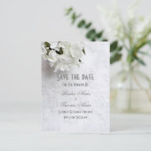 白いフローラブーケ結婚式の日付を保存 案内ポストカード (スタンド正面)