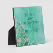 白いフローラベビーの開花ツインズベビーシャワー フォトプラーク (正面)