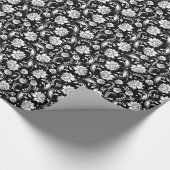 白いフローラマスク黒い背景 ラッピングペーパー (角)