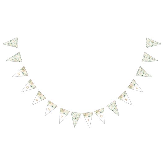 白いフローラママが旗を束ねている バンティングフラッグ (全)