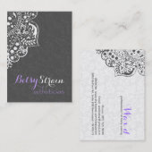 白いフローラレース可逆のグレーダマスク 名刺 (正面/裏面)