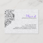 白いフローラレース可逆のグレーダマスク 名刺 (裏面)