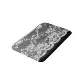 白いフローラレース:黒い背景。 バスマット (アングル)