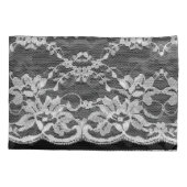 白いフローラレース:黒い背景。 枕カバー (裏面)