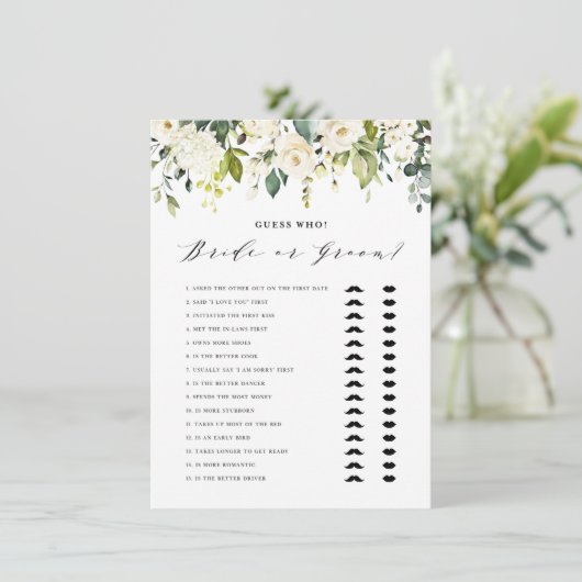 白いフローラ彼は彼女は花嫁または新郎のゲームを言った エンクロージャーカード (スタンド正面)