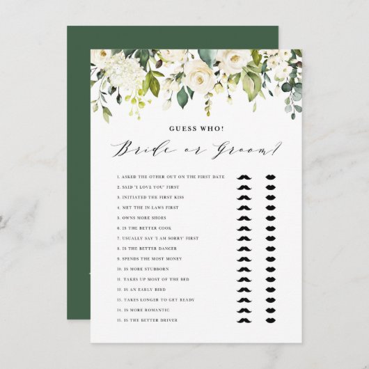 白いフローラ彼は彼女は花嫁または新郎のゲームを言った エンクロージャーカード (正面/裏面)