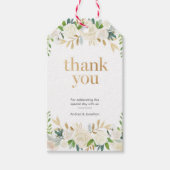 白いフローラ感謝していユーメッセージカード ギフトタグ (正面)