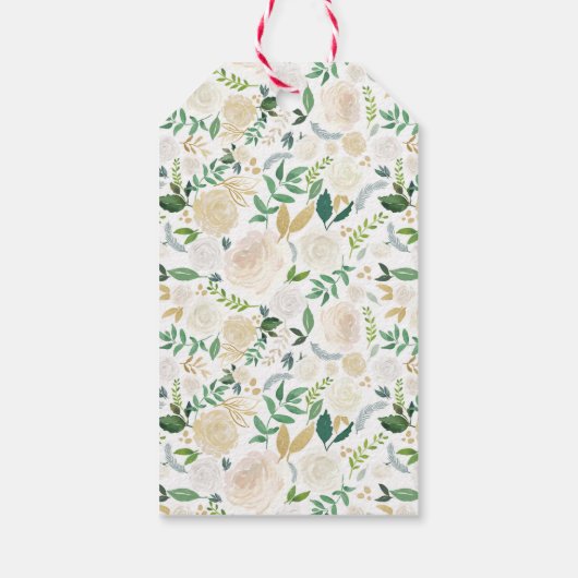 白いフローラ感謝していユーメッセージカード ギフトタグ (裏面)
