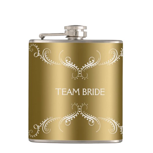 白いフローラ旋回フレーム(金ゴールド上) フラスク (正面)