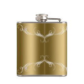 白いフローラ旋回フレーム(金ゴールド上) フラスク (裏面)