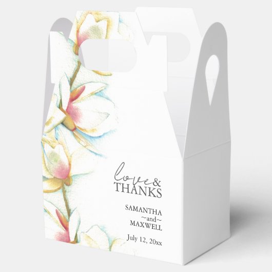 白いフローラ結婚式の引き出物ボックスパーソナライズされた フェイバーボックス (オープン)