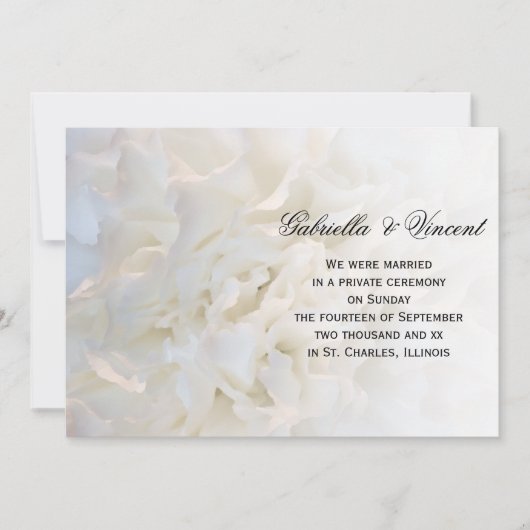 白いフローラ結婚/駆け落ち告知 案内状 (正面)