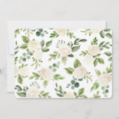 白いフローラ緑金箔のベビーシャワー 招待状 (裏面)