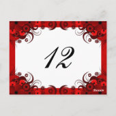 白いフローラ表の番号カードの赤い披露宴 ポストカード (裏面)