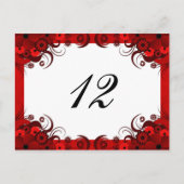 白いフローラ表の番号カードの赤い披露宴 ポストカード (正面)