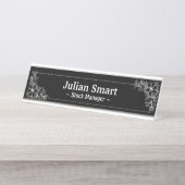 白いフローラ（フレームあり） デスクネームプレート (正面)