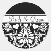 白いフローラ – 任意の色の背景 ラウンドシール (正面)