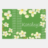 白いフローラ(緑の誕生日) ラッピングペーパーシート (正面)